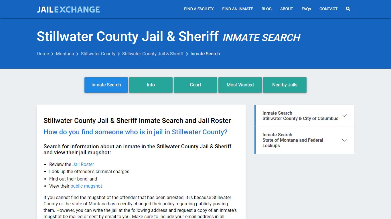 Stillwater County Jail & Sheriff Inmate Search - Jail Exchange