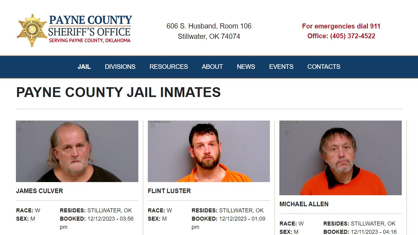 Inmate Search - Payne County Jail
