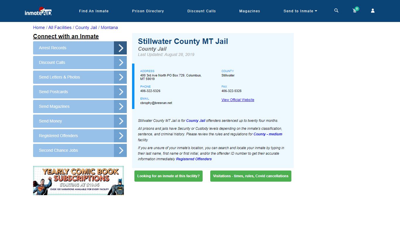 Stillwater County MT Jail - Inmate Locator - Columbus, MT